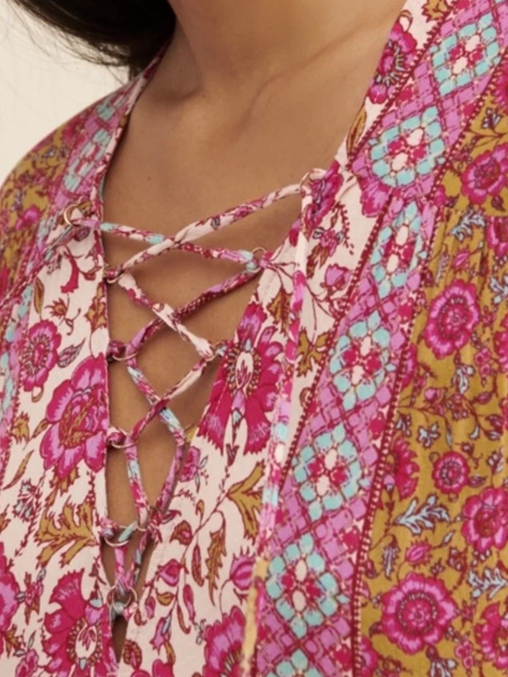 Free People Hanalei Bay Maxi Dress Patchwork Boho Floral Tiered Maxi Dress - Picture 11 of 13